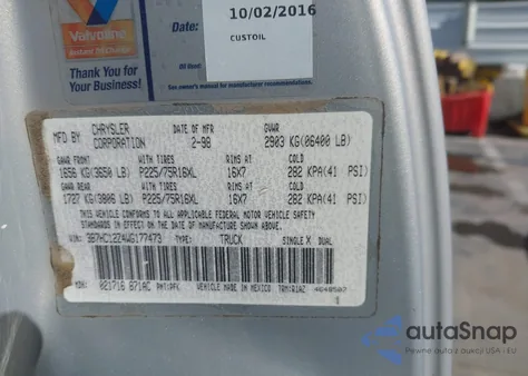 1998 Dodge Ram 1500 St from USA, damaged, VIN 3B7HC12Z4WG177473